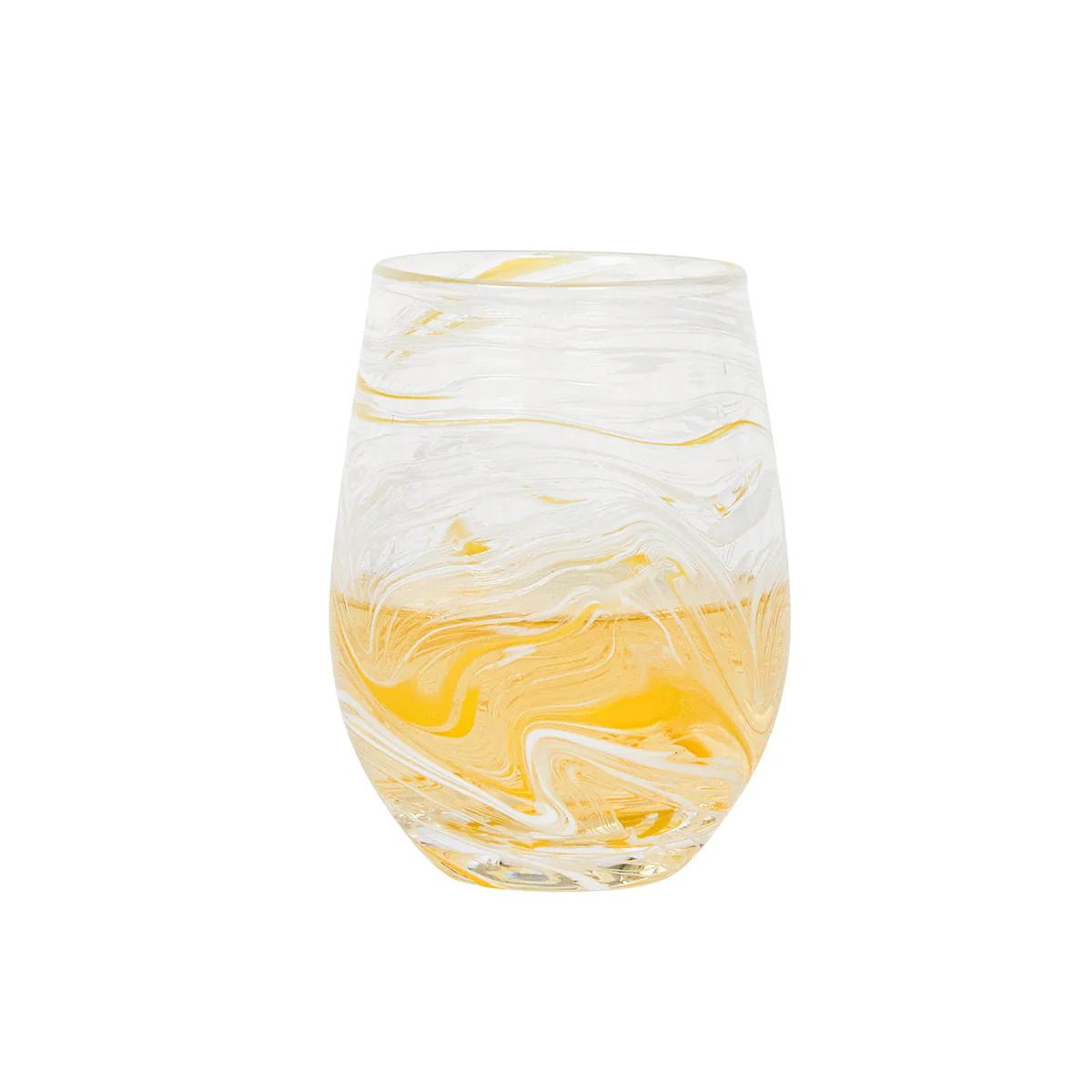 Puro Marbled Stemless Wine Glass - Yellow - Image 2