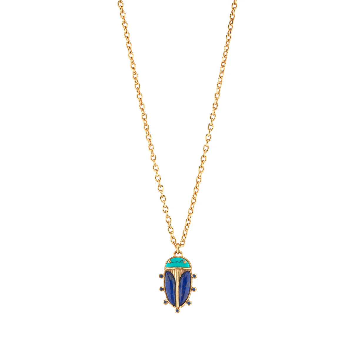 Scarab Charm Necklace, 16"+2" - Multi