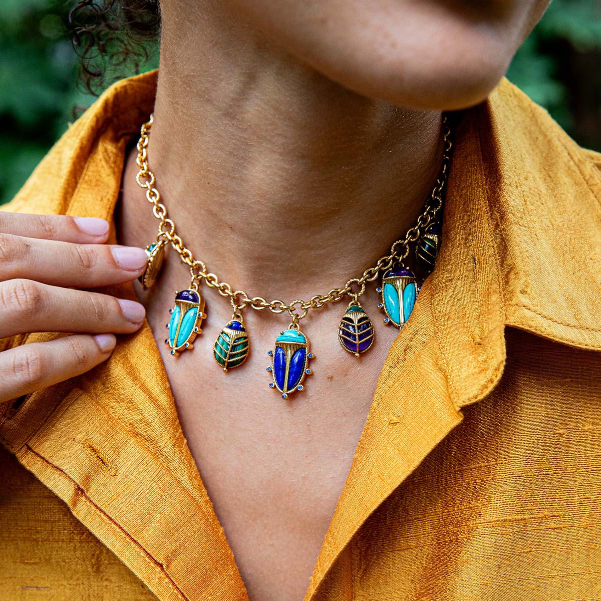 Scarab Family Necklace, 16"+2" - Multi - Image 4