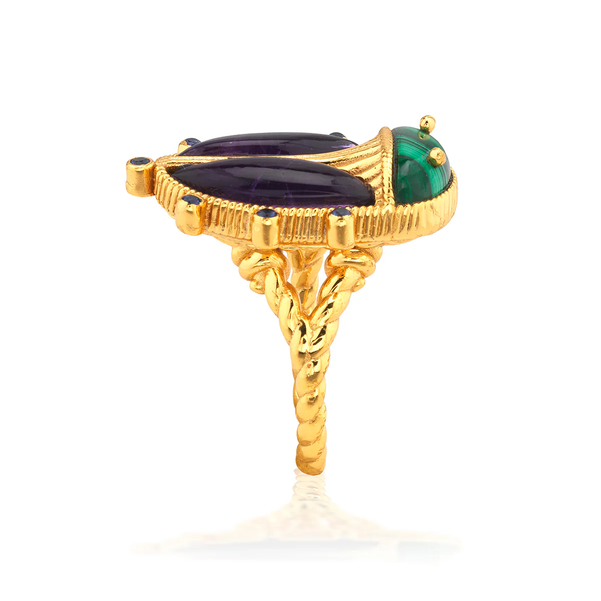 Scarab Grande Ring - Malachite/Amethyst - Image 4