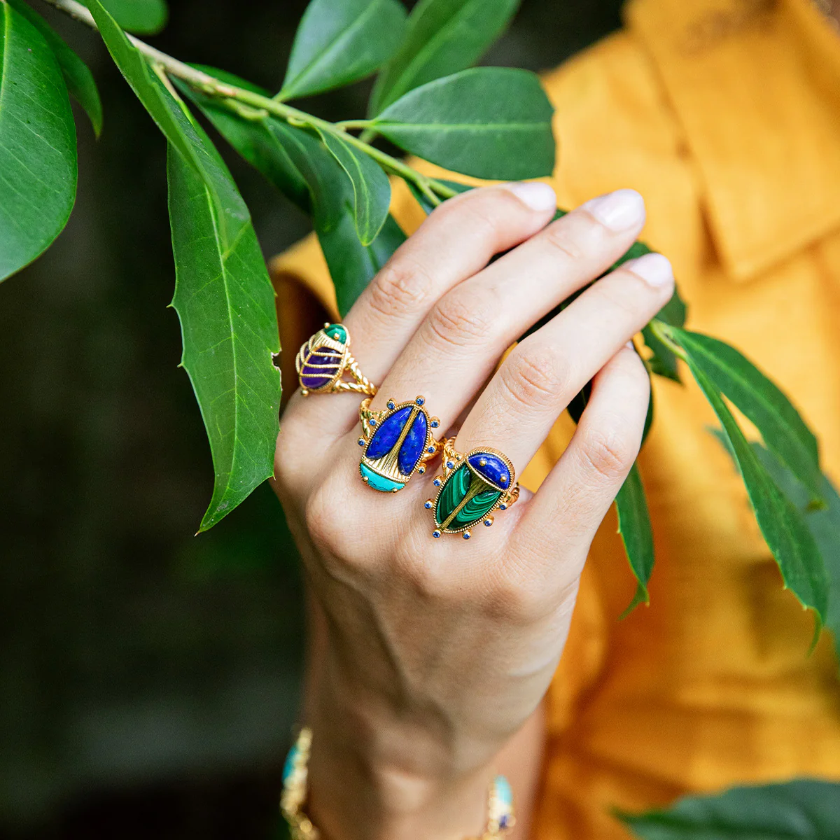Scarab Grande Ring - Turquoise/Lapis - Image 2