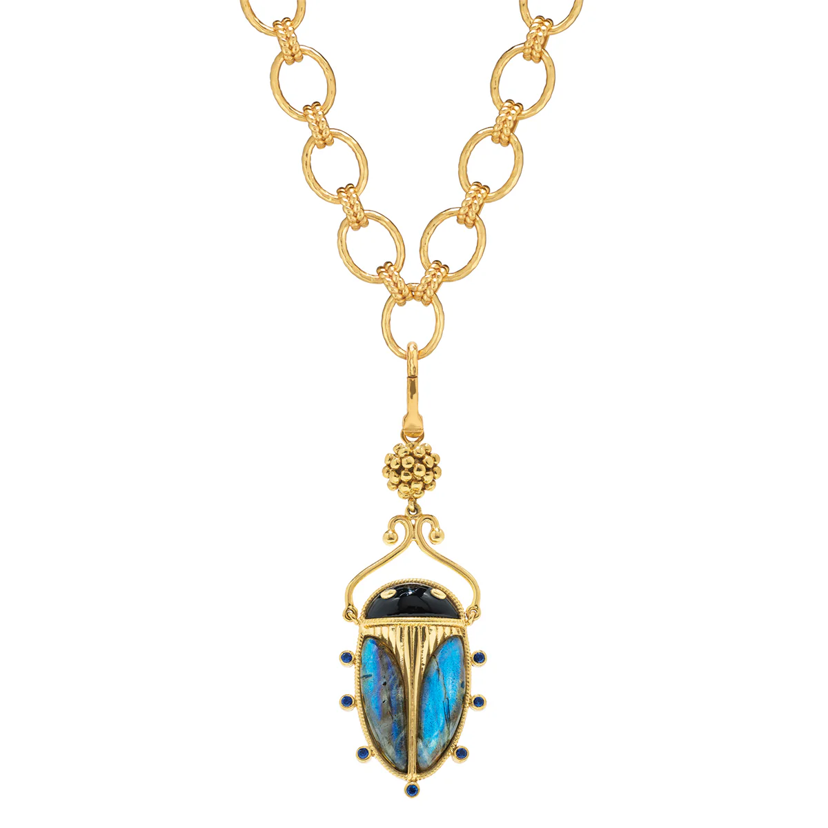 Scarab Charm/Pendant - Blue Labradorite/Black Agate - Image 3