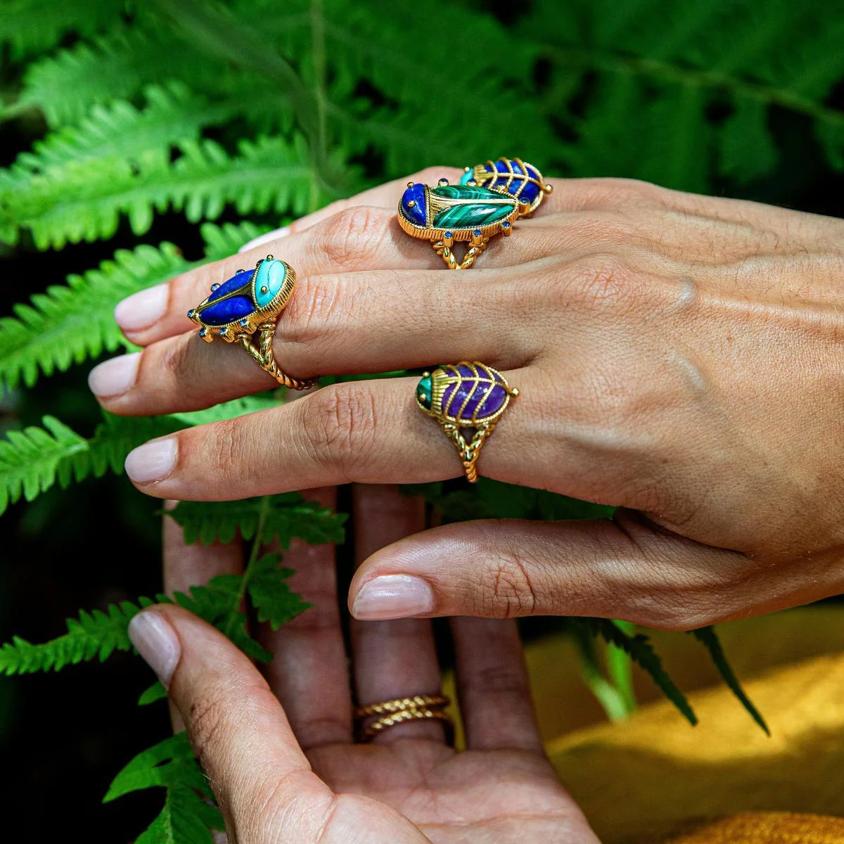Scarab Petite Ring - Malachite/Amethyst - Image 2
