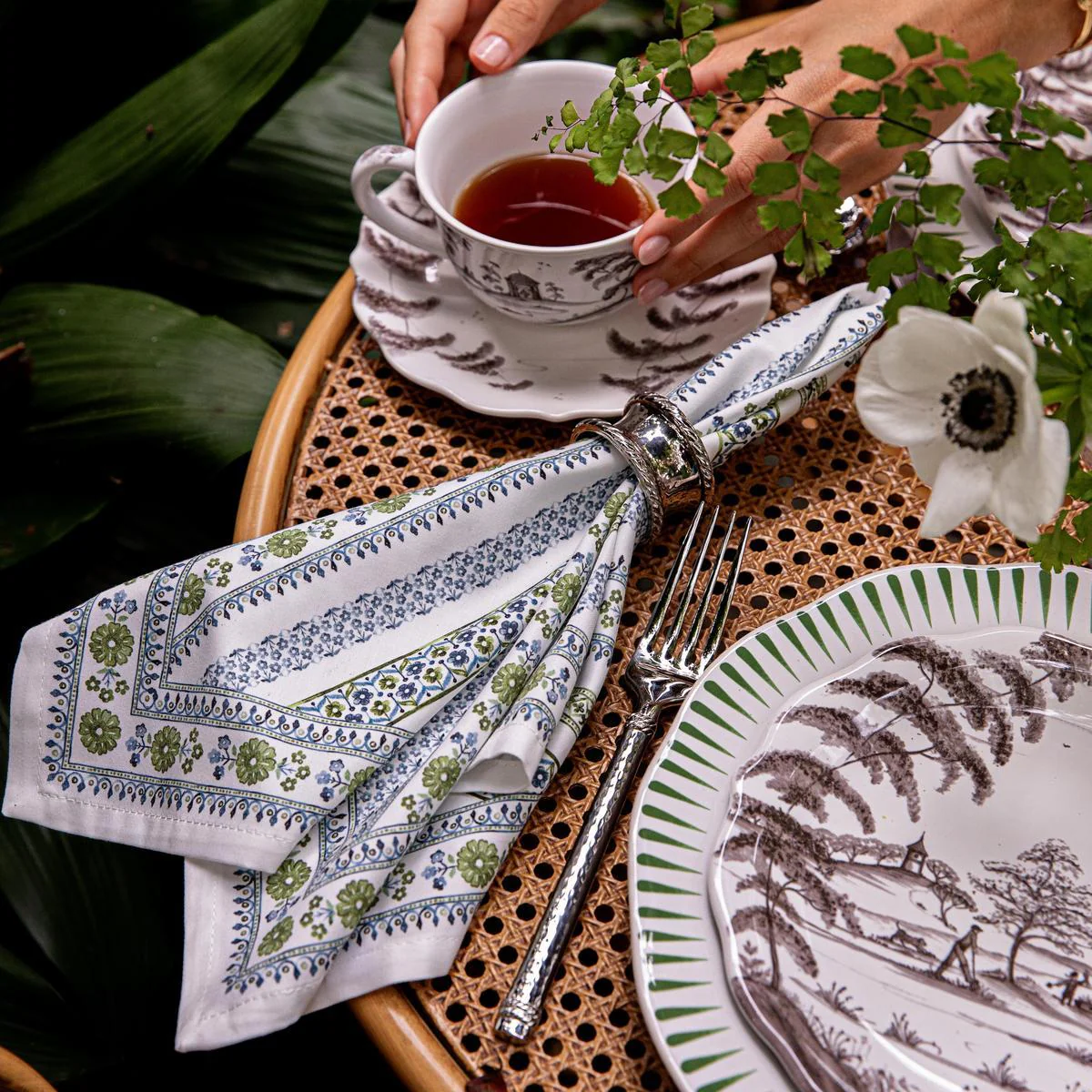 Seville Stripe Napkin Set/4 - Green - Image 3