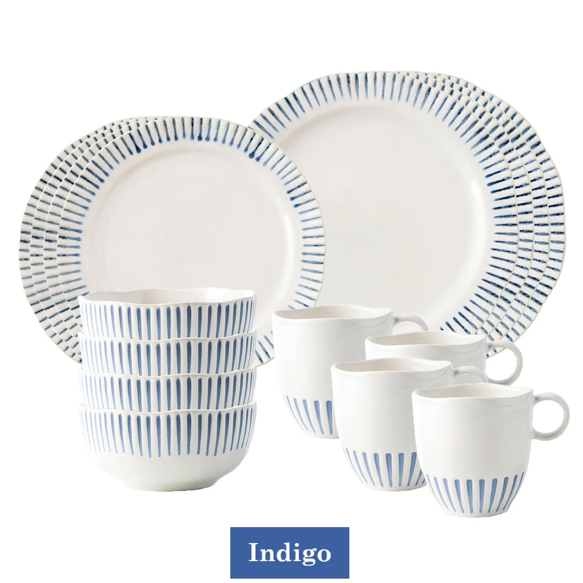 Sitio Stripe 16pc Place Setting - Indigo - Image 6