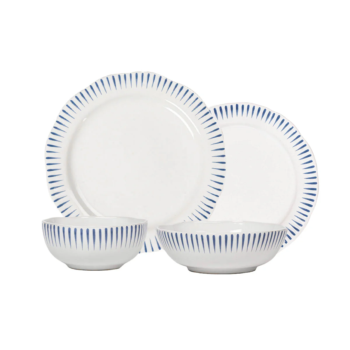 Sitio Stripe 4pc Place Setting - Delft Blue
