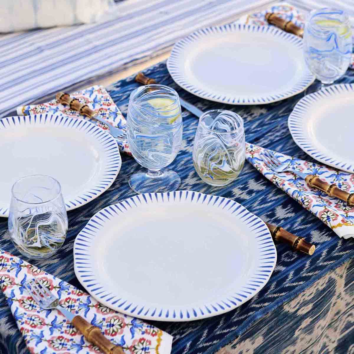 Sitio Stripe 4pc Place Setting - Delft Blue - Image 2