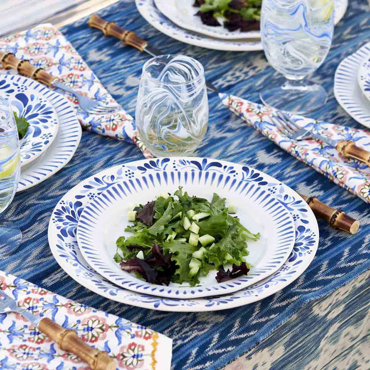 Sitio Stripe 4pc Place Setting with Mug - Delft Blue - Image 3