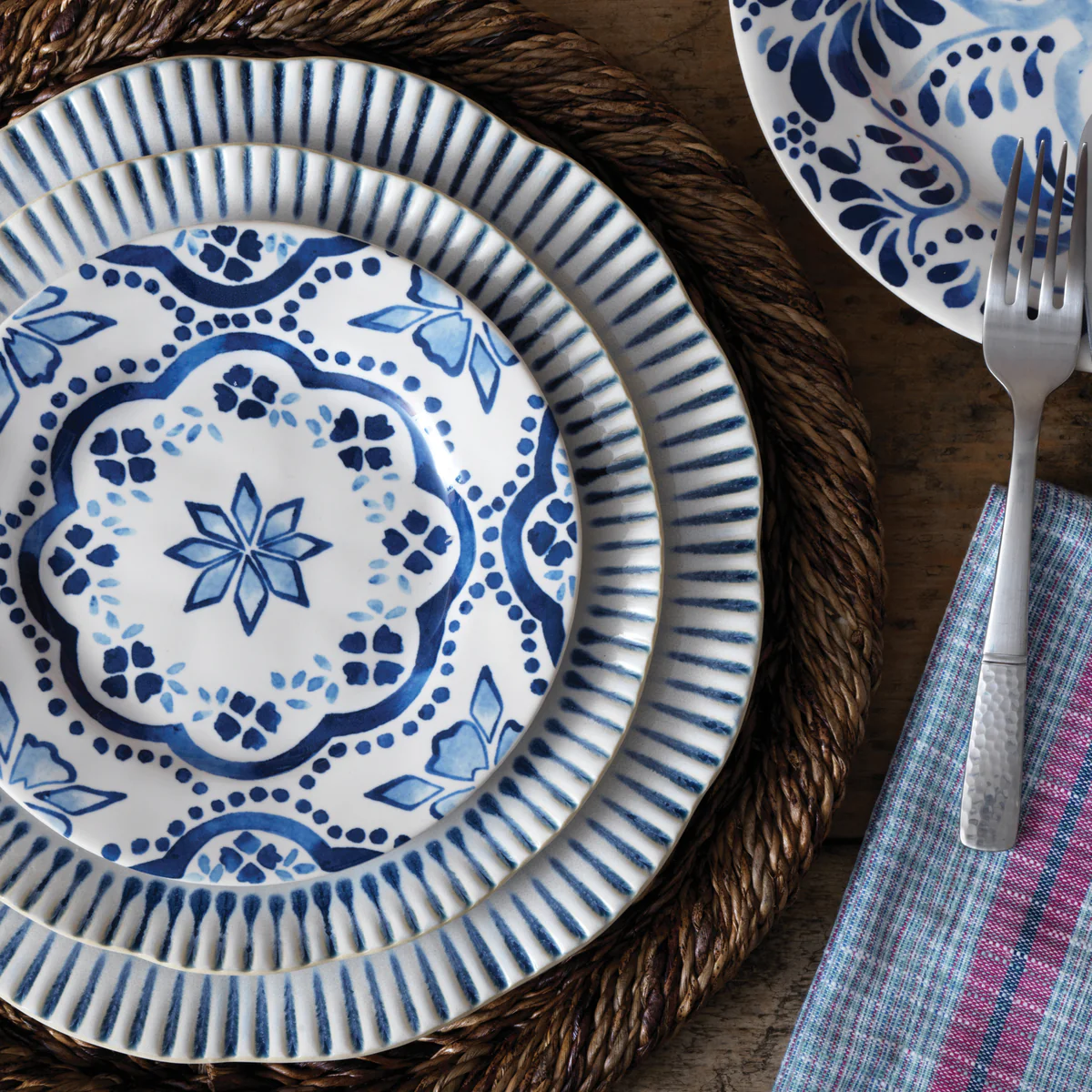 Sitio Stripe Dinner Plate - Indigo - Image 6