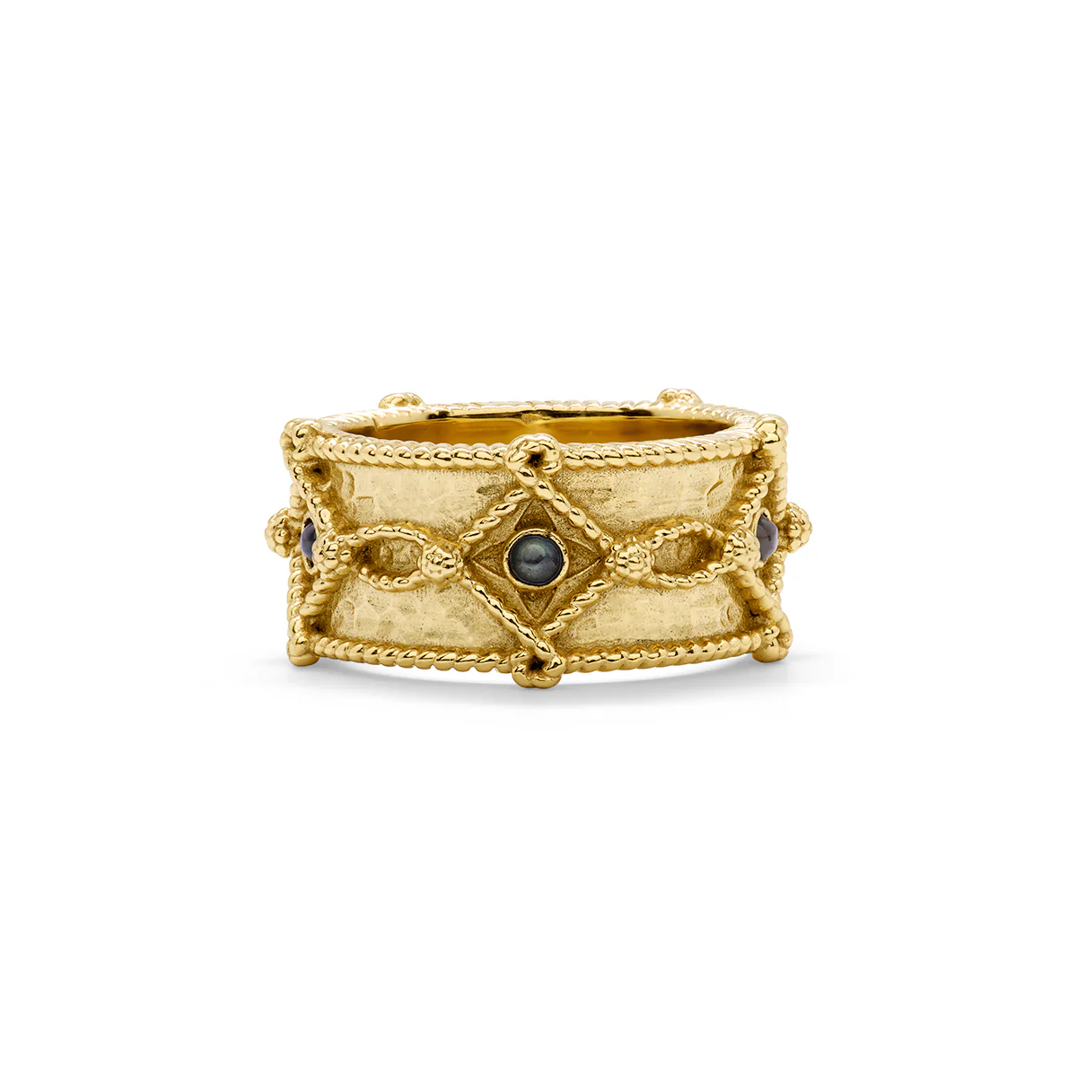 Victoria Ring Band - Gold/Blue Labradorite - Size 6