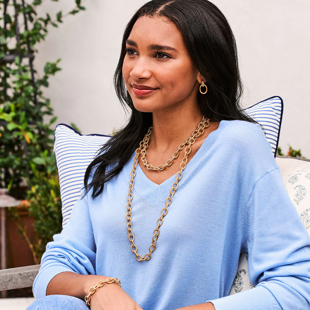 Victoria Small Chain Necklace, 18" - Gold - Image 6