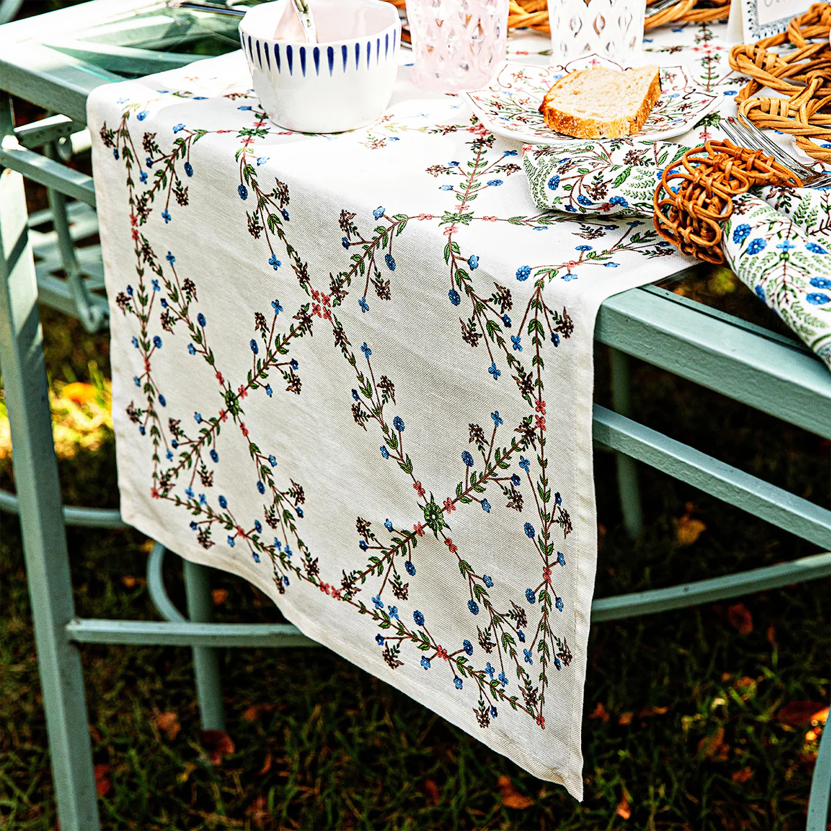 Villa Seville 18" x 90" Table Runner - Chambray - Image 3