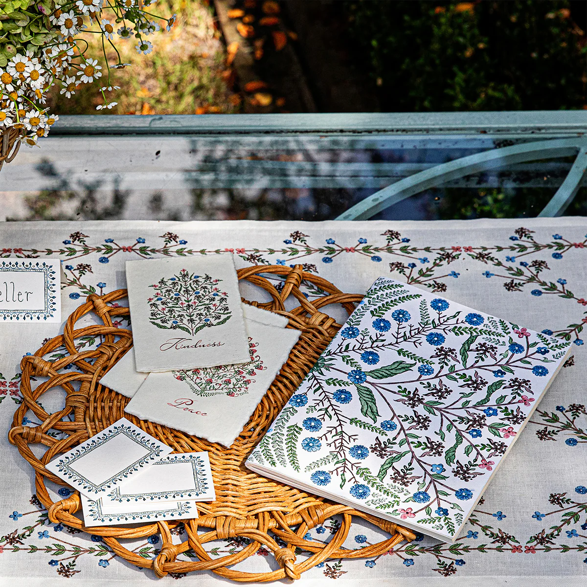 Villa Seville Embroidered 7" x 10" Paper Journal - Chambray - Image 4