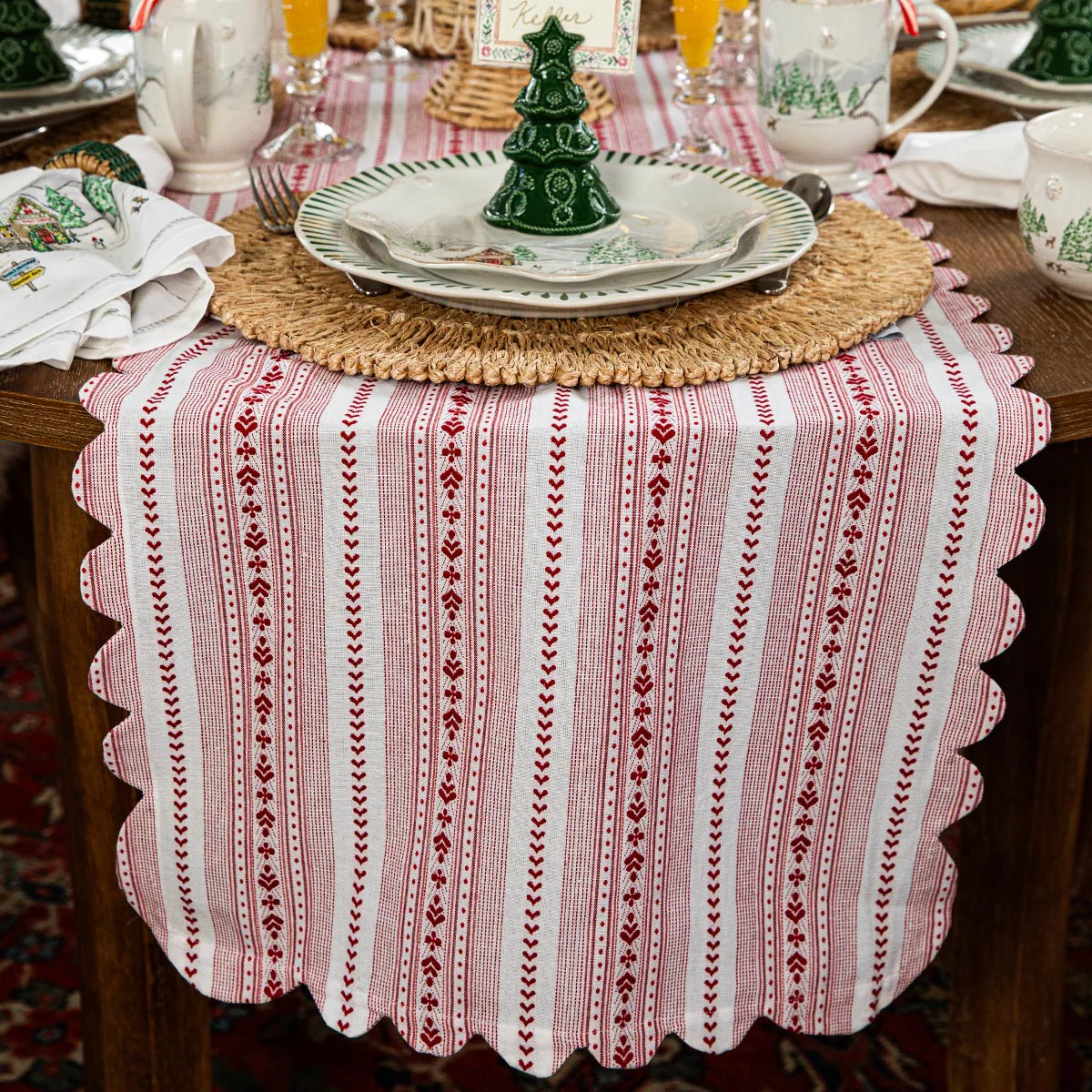 Villa Stripe 18" x 90" Table Runner - Ruby - Image 3
